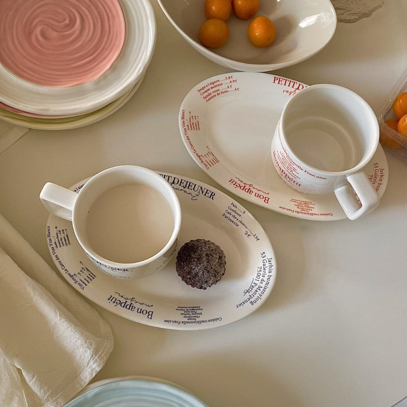 Ceramic Cutlery French Letters Coffee Cup Photo Plate