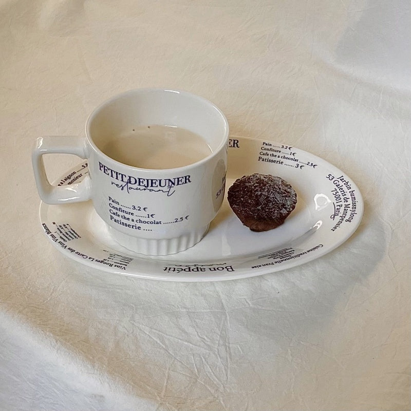 Ceramic Cutlery French Letters Coffee Cup Photo Plate
