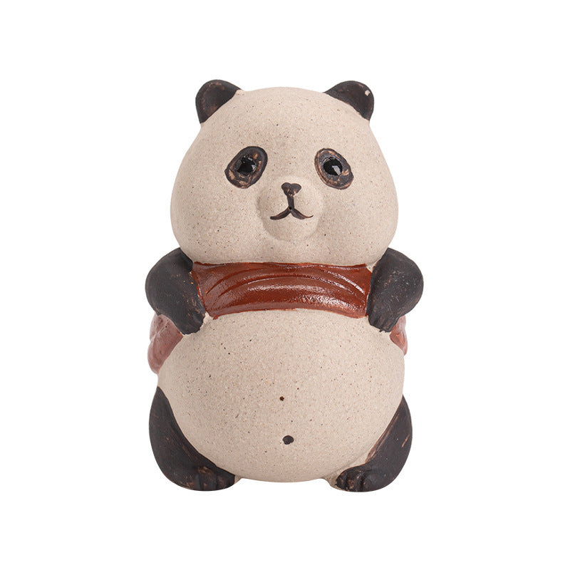 Purplue Sand Tea Pet Panda Small Ornaments Creative Tea Carve Handmade