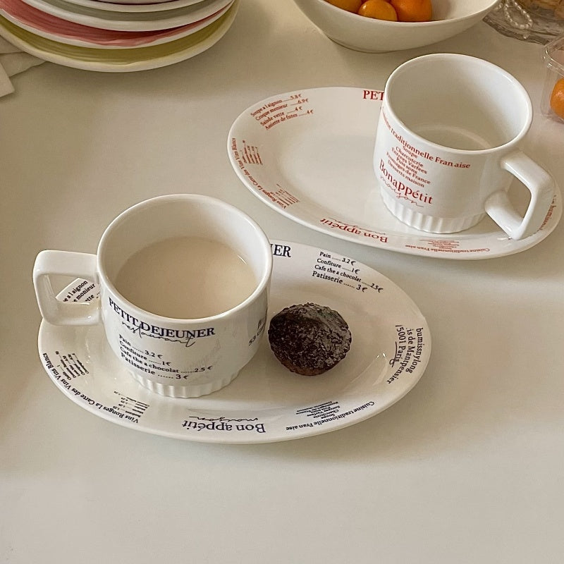 Ceramic Cutlery French Letters Coffee Cup Photo Plate