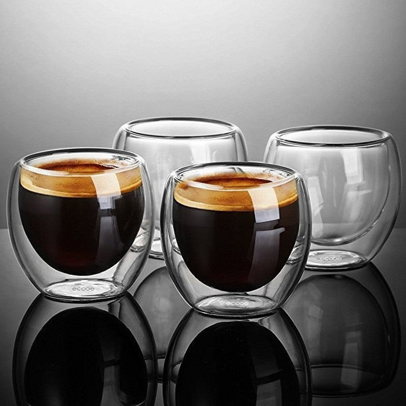 New 6Pcs Double shot Glass double Wall Espresso