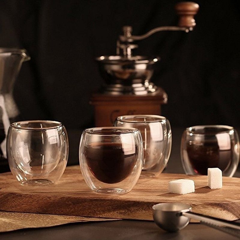 New 6Pcs Double shot Glass double Wall Espresso