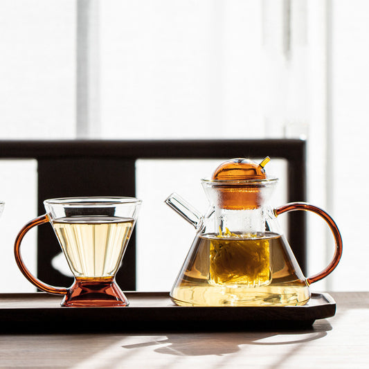 Heat Resistant Glass Tea Set Household Living Room Transparent Teapot Teacup Filter Net Teapot Creative Simple Flower Tea Pot