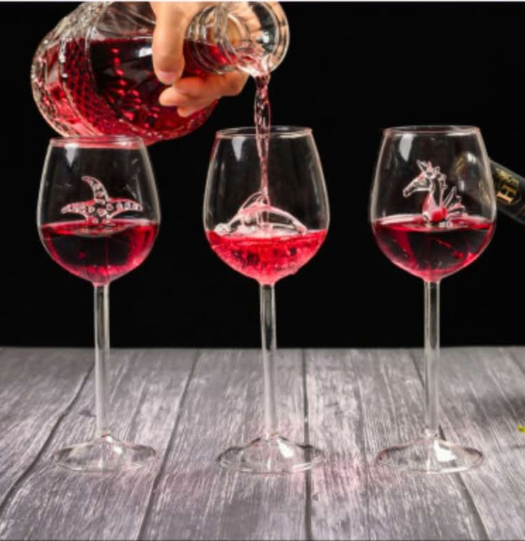 Sea Horse Starfish Dolphin Red Wine Glass Cup