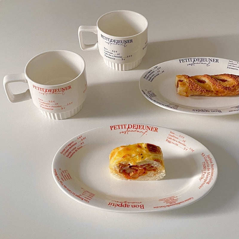 Ceramic Cutlery French Letters Coffee Cup Photo Plate