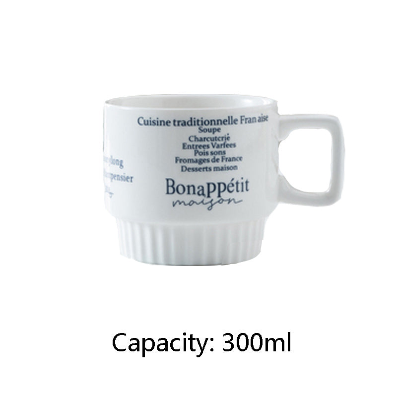 Ceramic Cutlery French Letters Coffee Cup Photo Plate