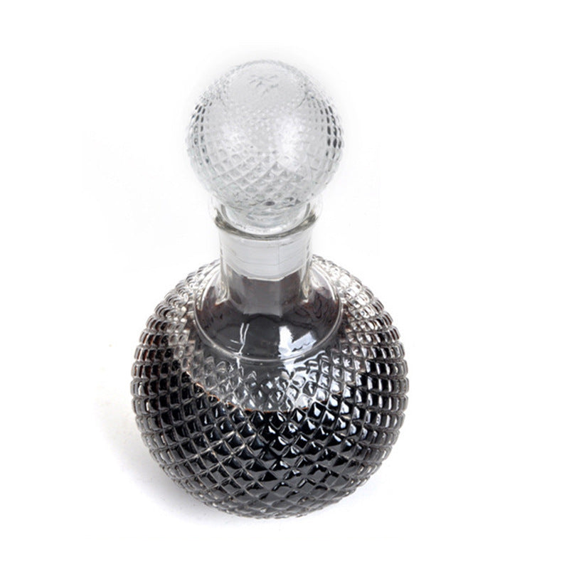 Round Wine Decanter 500ml Creative Transparent Diamond Red Wine Bottle Sealed Wine Bottle