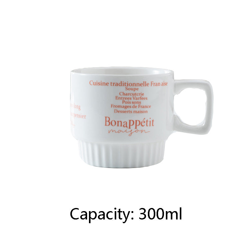 Ceramic Cutlery French Letters Coffee Cup Photo Plate