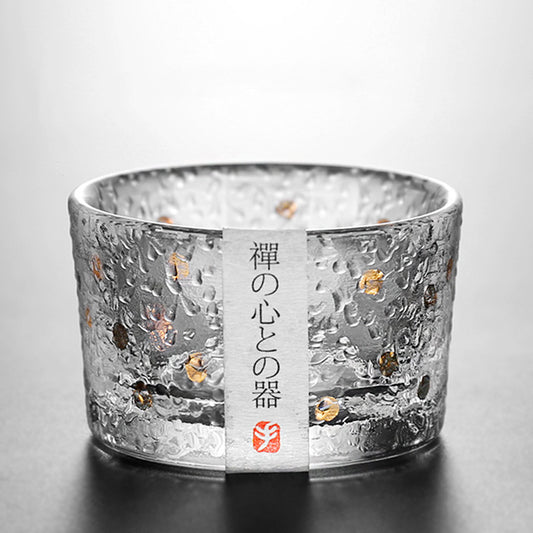 A Stylish And Simple Gold Painted Glass Teacup For Domestic Use