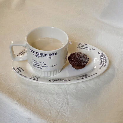 Ceramic Cutlery French Letters Coffee Cup Photo Plate