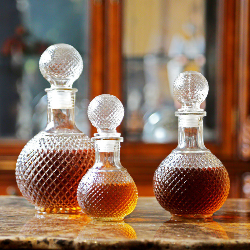 Round Wine Decanter 500ml Creative Transparent Diamond Red Wine Bottle Sealed Wine Bottle