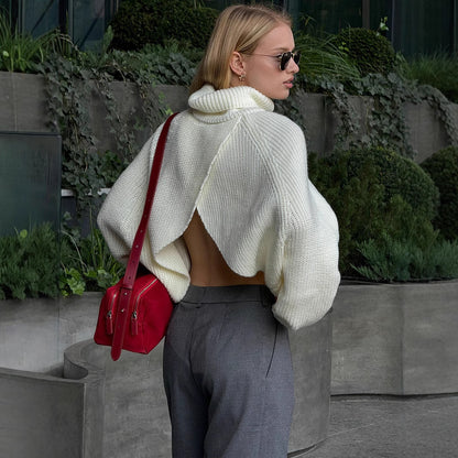 White Pullover Loose Sweater For Women