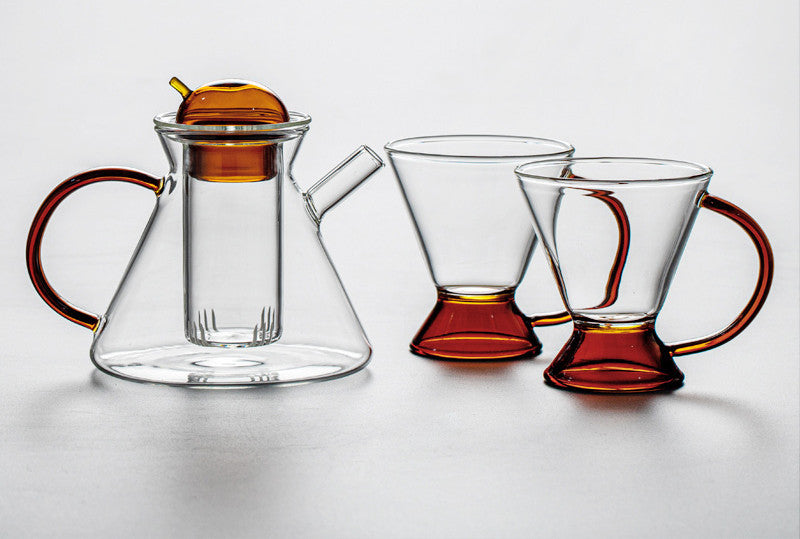 Heat Resistant Glass Tea Set Household Living Room Transparent Teapot Teacup Filter Net Teapot Creative Simple Flower Tea Pot
