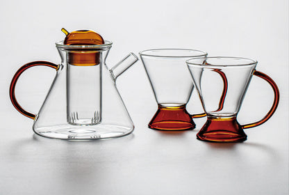 Heat Resistant Glass Tea Set Household Living Room Transparent Teapot Teacup Filter Net Teapot Creative Simple Flower Tea Pot