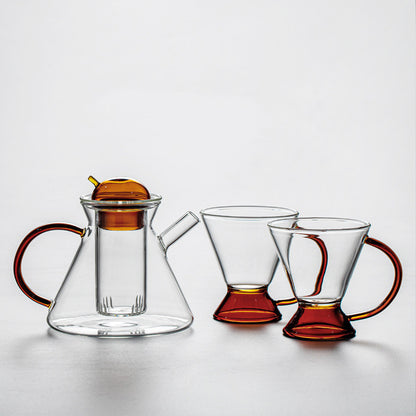 Heat Resistant Glass Tea Set Household Living Room Transparent Teapot Teacup Filter Net Teapot Creative Simple Flower Tea Pot