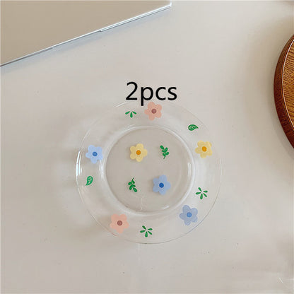 Little Flower Cutlery Set Glass Cup Glass Bowl Glass Plate Feng Shui Cup Cute Cup