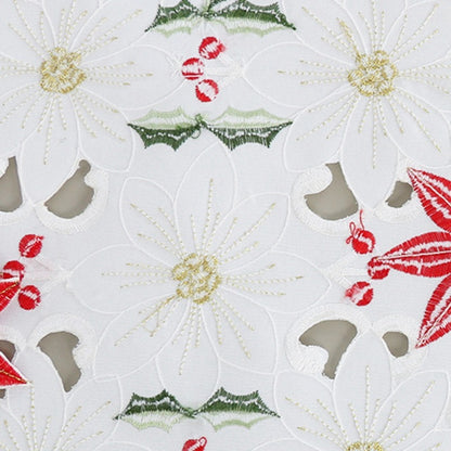 Embroidered Christmas flower table runner