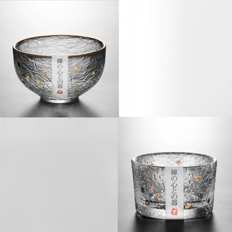 A Stylish And Simple Gold Painted Glass Teacup For Domestic Use
