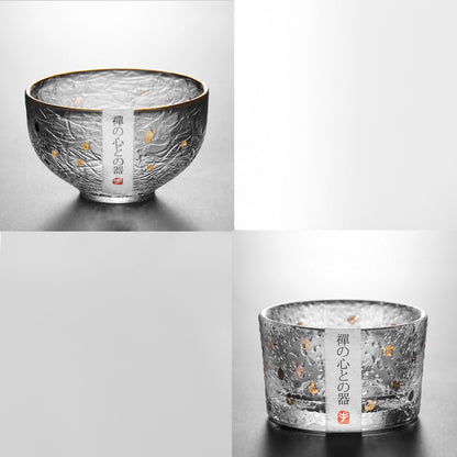 A Stylish And Simple Gold Painted Glass Teacup For Domestic Use