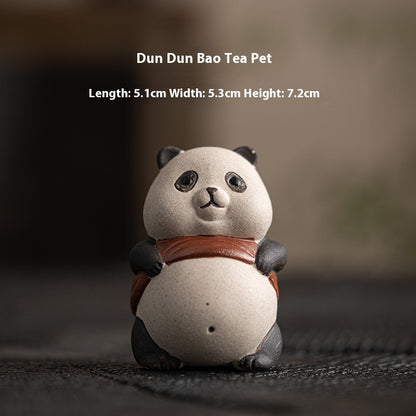 Purplue Sand Tea Pet Panda Small Ornaments Creative Tea Carve Handmade
