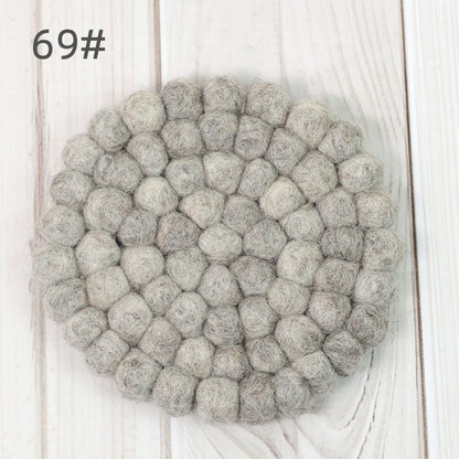 Anti-scald Tea Cup Temperament Pure Color Elegant Wool Ball Coaster