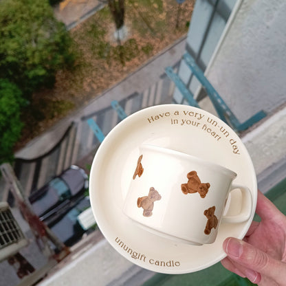 Cartoon Bear English Alphabet Coffee Cup Saucer Set Cup Ceramic Cutlery
