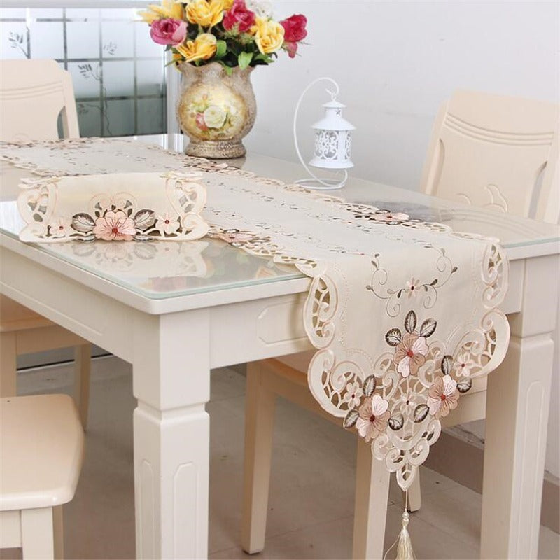 European Classical Artistic Embroidery Table Runner Home