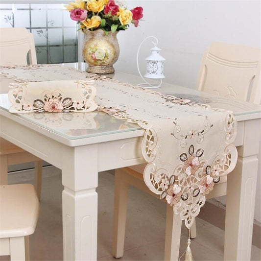 European Classical Artistic Embroidery Table Runner Home