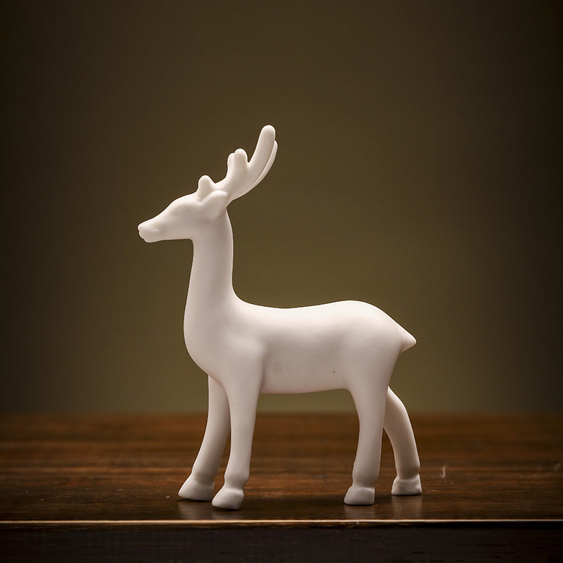 Ceramic Fortune Auspicious Animal Deer Art Tea Tray Tea Ornaments Home Living Room