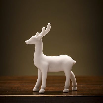 Ceramic Fortune Auspicious Animal Deer Art Tea Tray Tea Ornaments Home Living Room