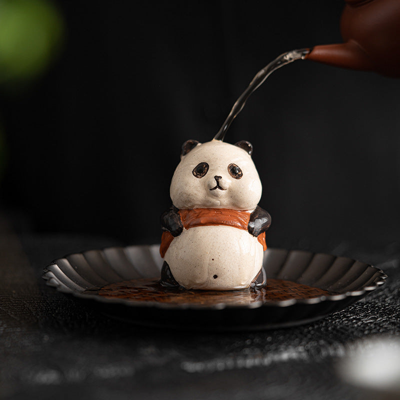 Purplue Sand Tea Pet Panda Small Ornaments Creative Tea Carve Handmade