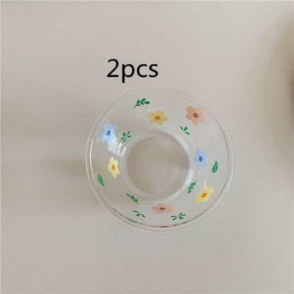 Little Flower Cutlery Set Glass Cup Glass Bowl Glass Plate Feng Shui Cup Cute Cup