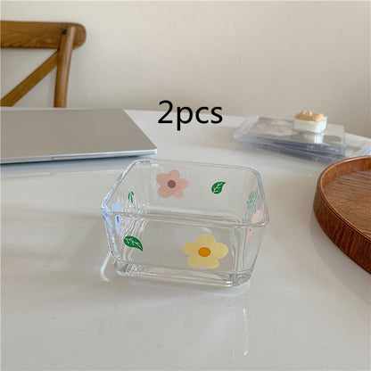 Little Flower Cutlery Set Glass Cup Glass Bowl Glass Plate Feng Shui Cup Cute Cup