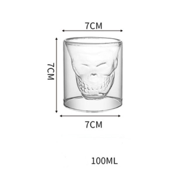 Creative Double-Layer Skull Net Red Glass Whiskey Glass For Home Bar Club Whiskey Wine Vodka And Beer Wine Glass