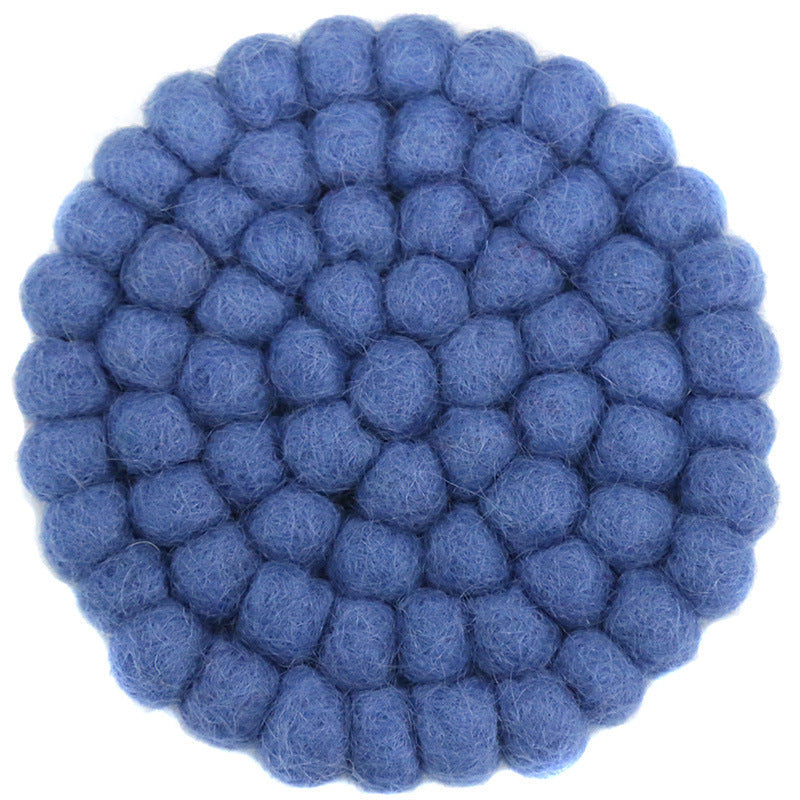 Anti-scald Tea Cup Temperament Pure Color Elegant Wool Ball Coaster