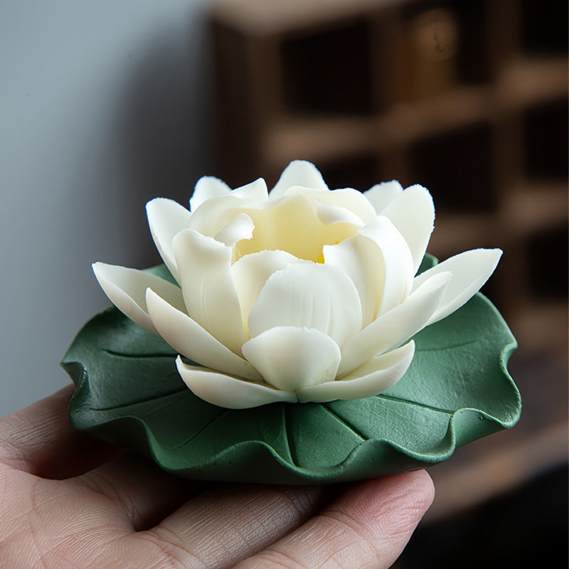 Creative Ceramic Lotus Line Incense Holder Decoration Tea Ornaments