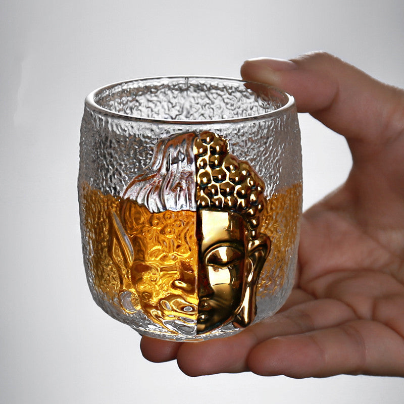 A Stylish And Simple Gold Painted Glass Teacup For Domestic Use