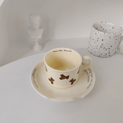 Cartoon Bear English Alphabet Coffee Cup Saucer Set Cup Ceramic Cutlery