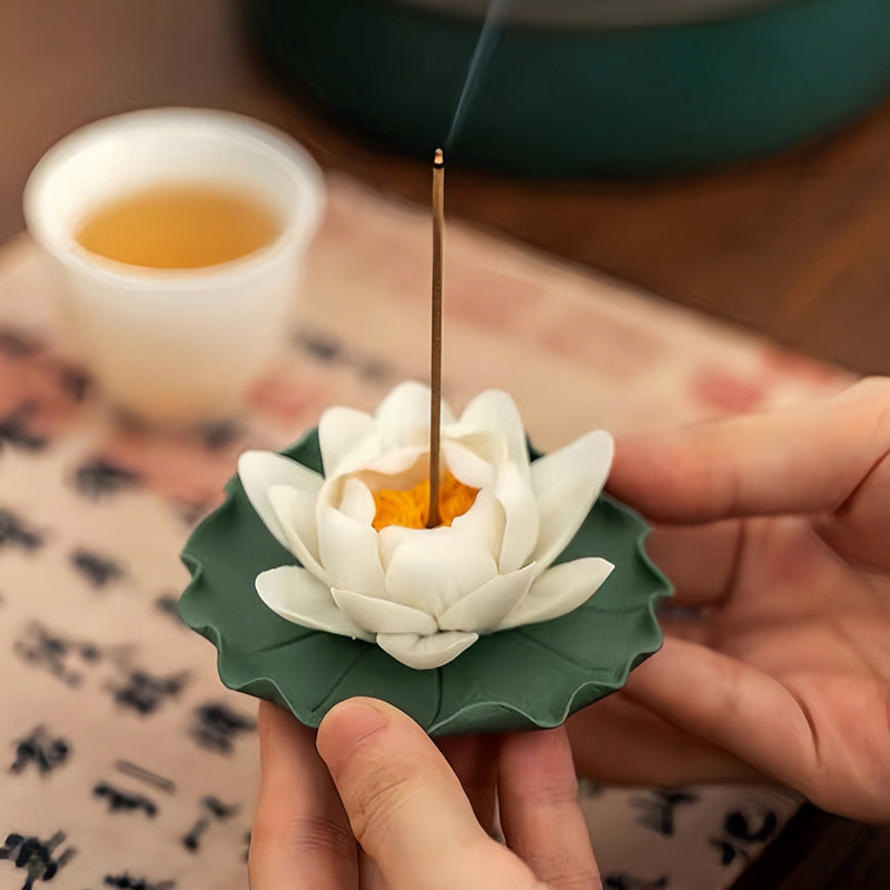 Creative Ceramic Lotus Line Incense Holder Decoration Tea Ornaments