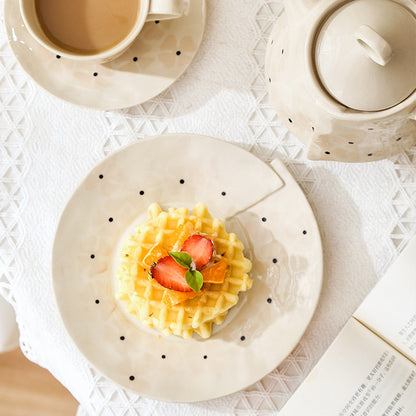 Ins Retro Korean Style Underglaze Color Hand Pinch Irregular Coffee Set Household Restaurant Afternoon Tea Cup Pot Suit