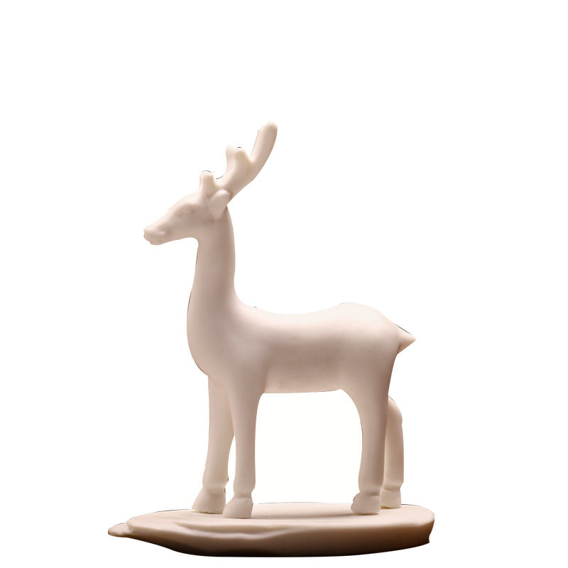 Ceramic Fortune Auspicious Animal Deer Art Tea Tray Tea Ornaments Home Living Room