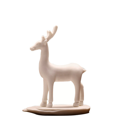 Ceramic Fortune Auspicious Animal Deer Art Tea Tray Tea Ornaments Home Living Room