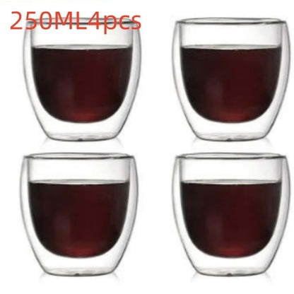 New 6Pcs Double  shot Glass double Wall Espresso