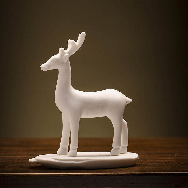 Ceramic Fortune Auspicious Animal Deer Art Tea Tray Tea Ornaments Home Living Room
