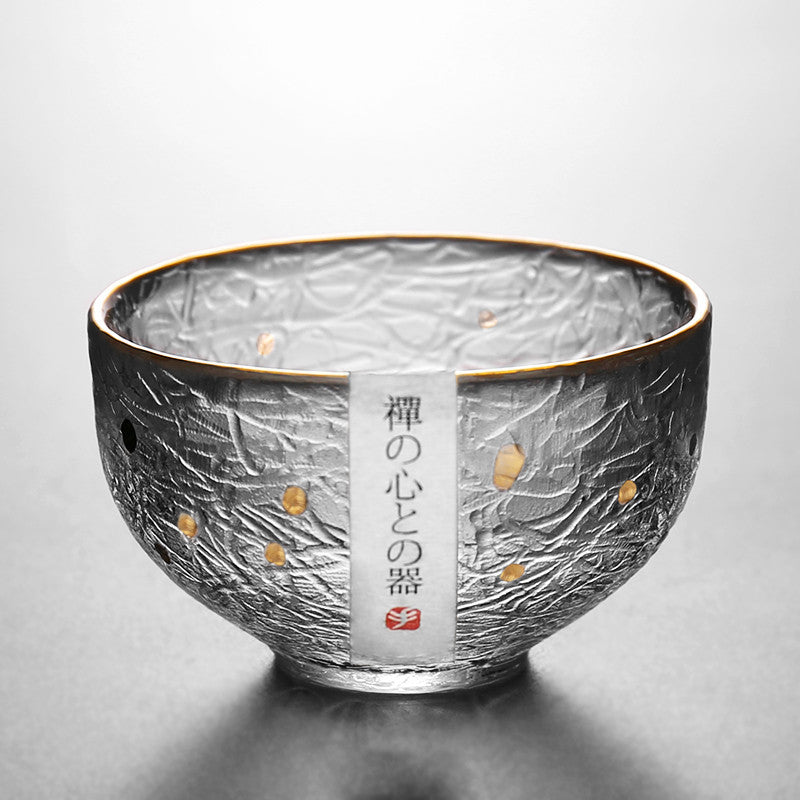 A Stylish And Simple Gold Painted Glass Teacup For Domestic Use