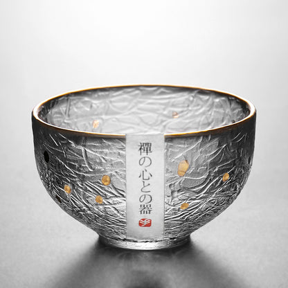 A Stylish And Simple Gold Painted Glass Teacup For Domestic Use