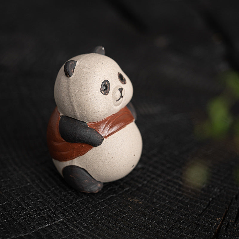 Purplue Sand Tea Pet Panda Small Ornaments Creative Tea Carve Handmade