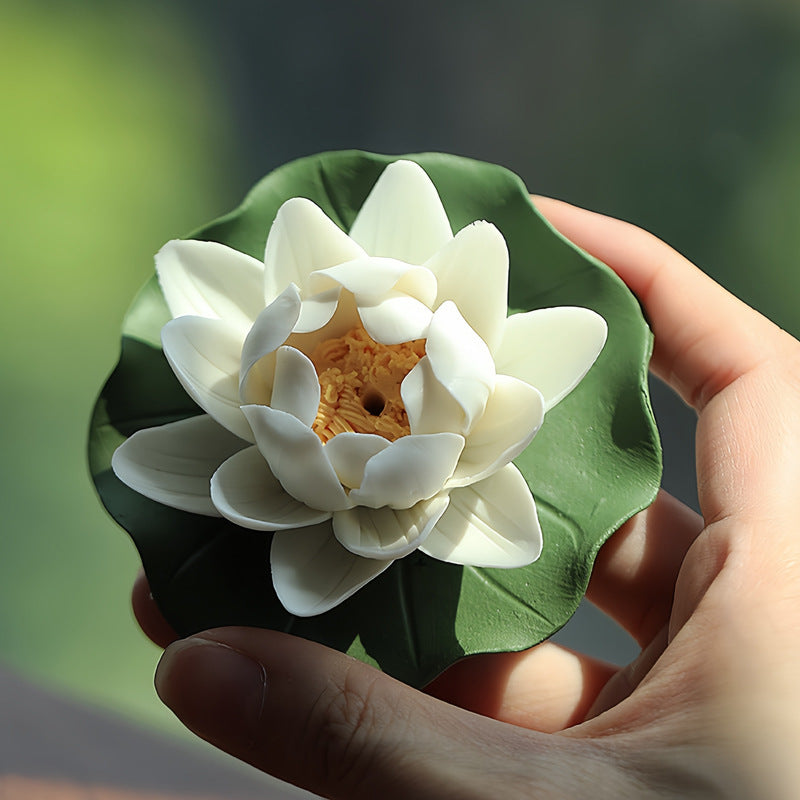 Creative Ceramic Lotus Line Incense Holder Decoration Tea Ornaments