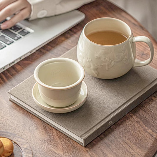 Household Lucky Persimmon Ceramic Teacup With Lid