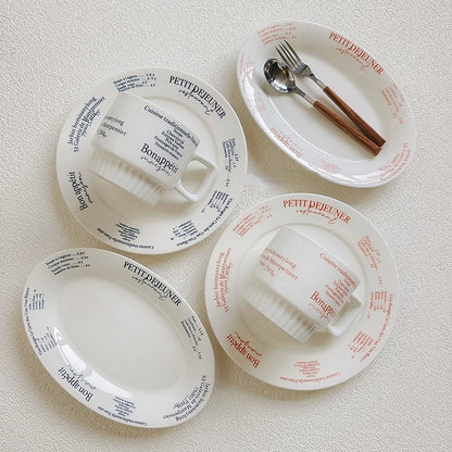 Ceramic Cutlery French Letters Coffee Cup Photo Plate